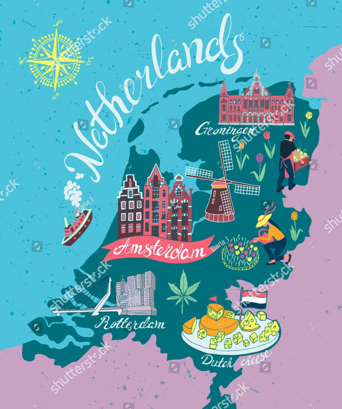 هولندا المعالم السياحية الخريطة
