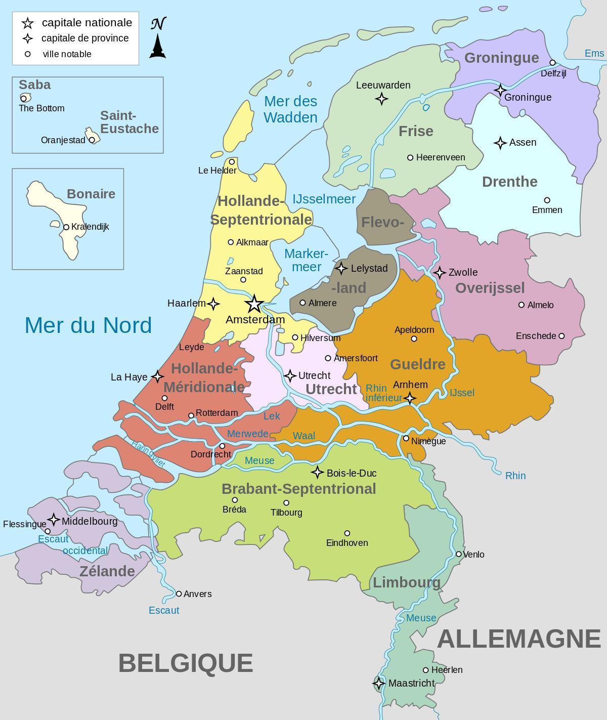 هولندا مناطق خريطة