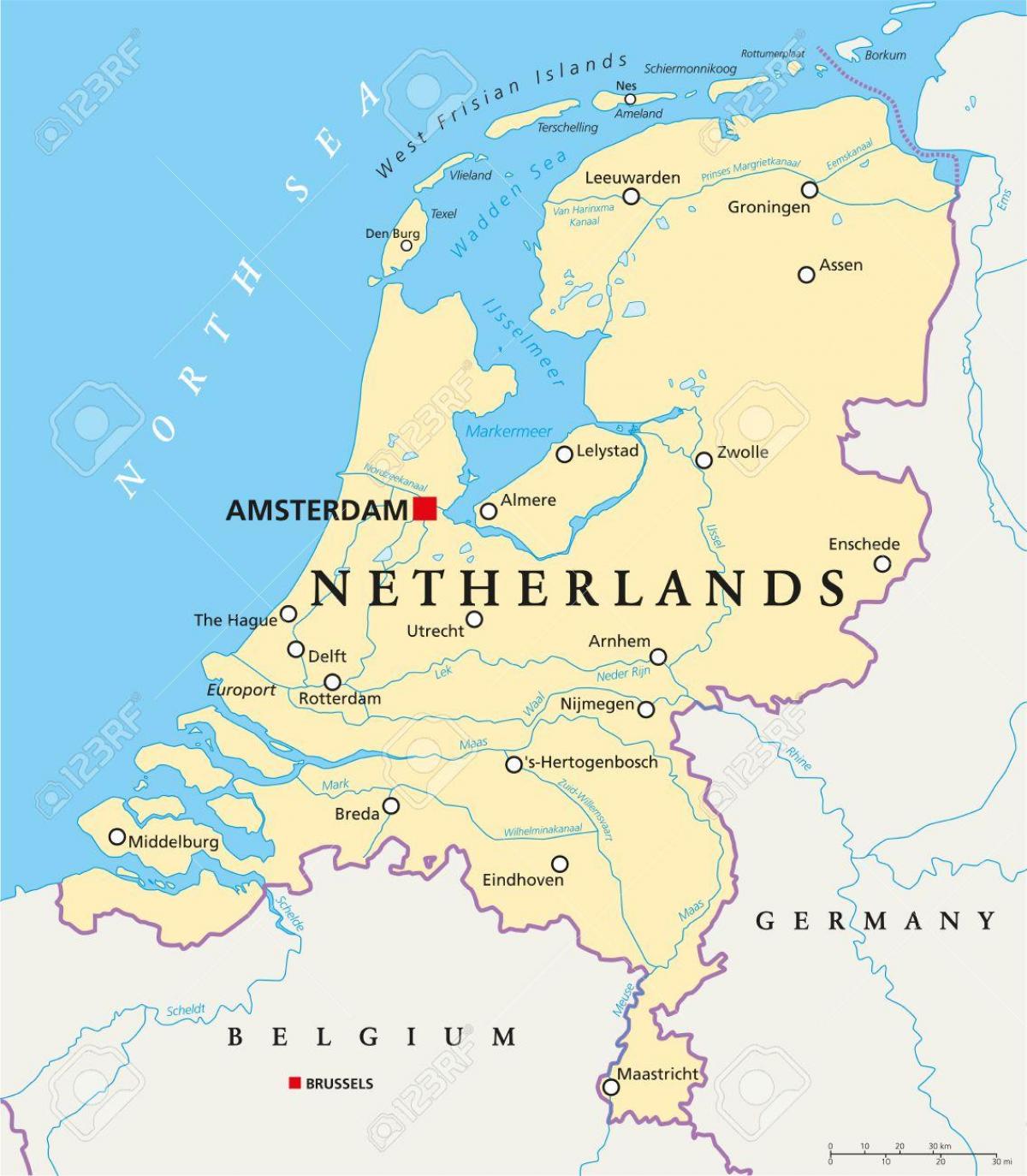 خريطة الأنهار في هولندا